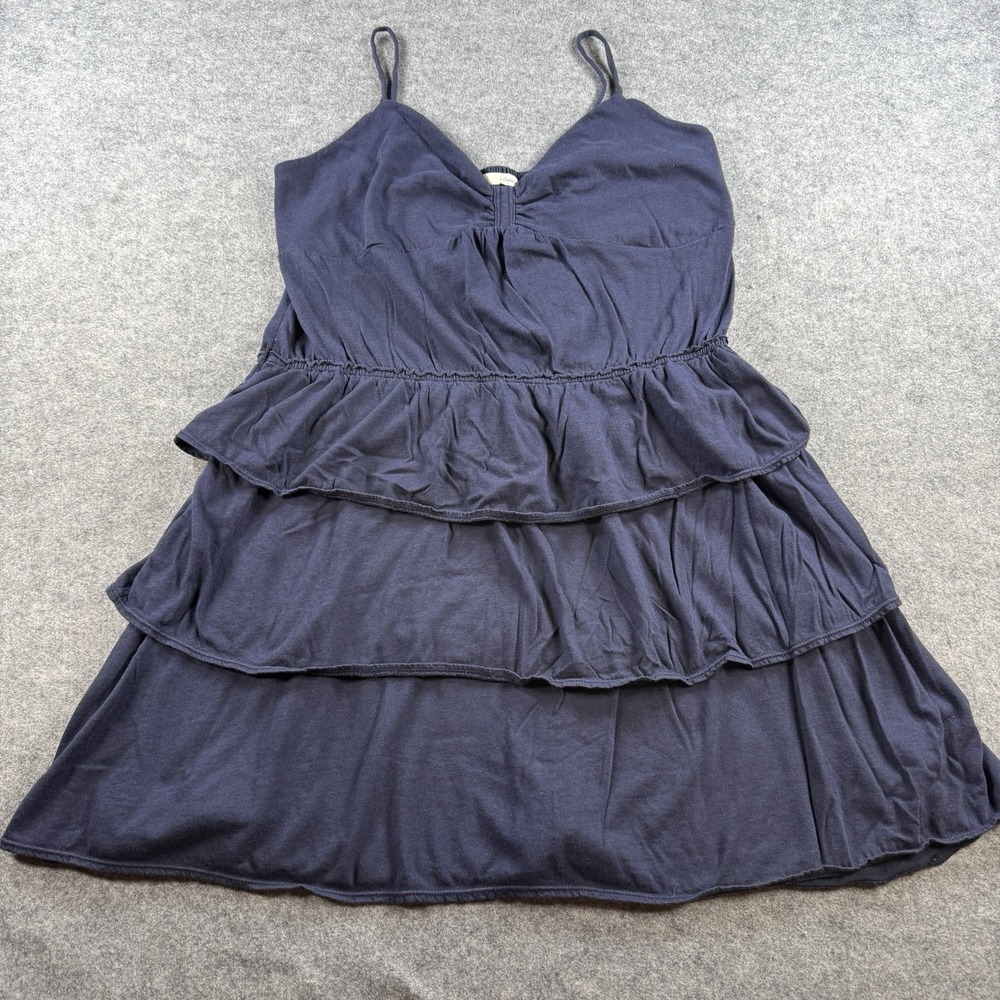 American Eagle Outfitters Tiered Dress Womens XL Ruffles Navy Blue Boho Cottage - Picture 1 of 13